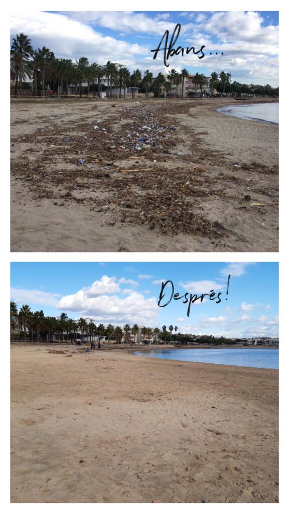 Alumnes de l’INS Baix Camp netegen les platges de Cambrils després del temporal